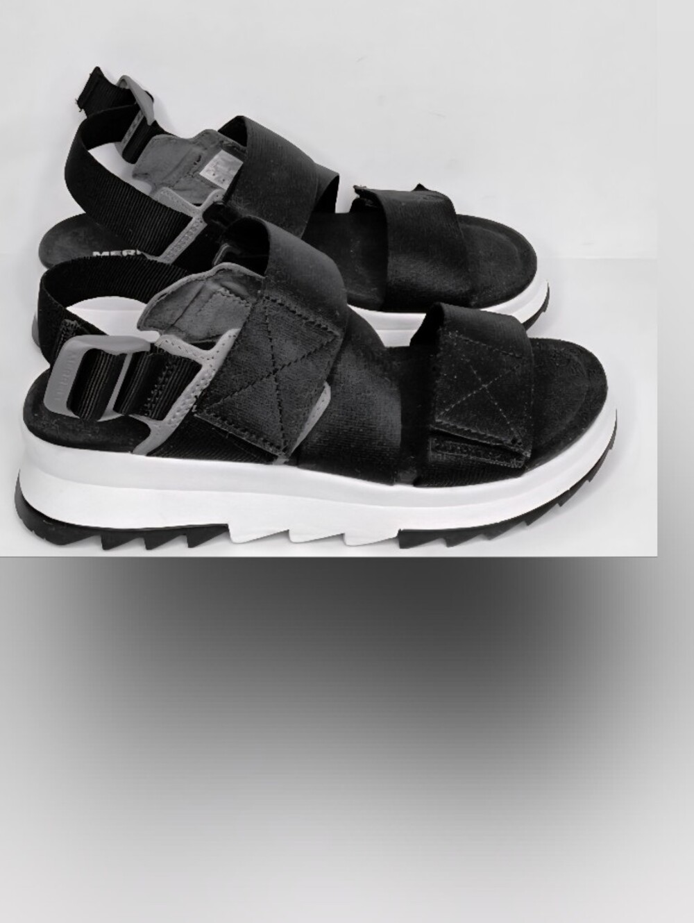 Merrell Alpine Cush Back-Velcro Strap Black/White Rugged Sandal - Picture 2 of 10